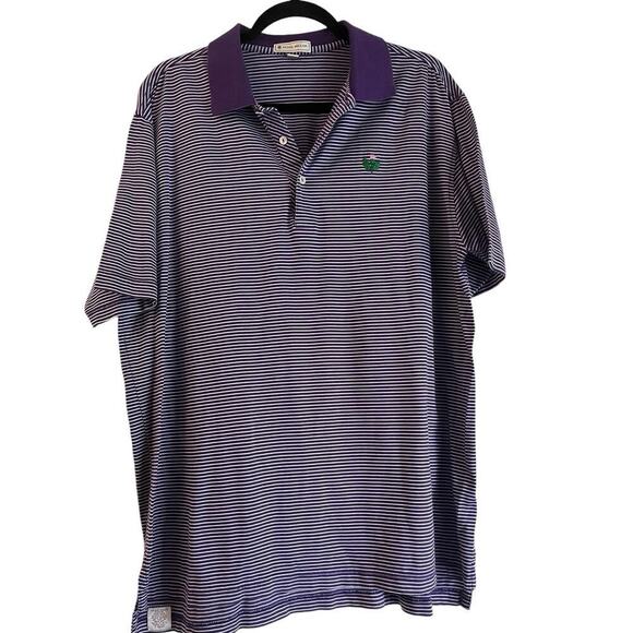 Peter Millar Thistle Golf Club Short Sleeve Shirt Purple White Stripe Large - Picture 1 of 4